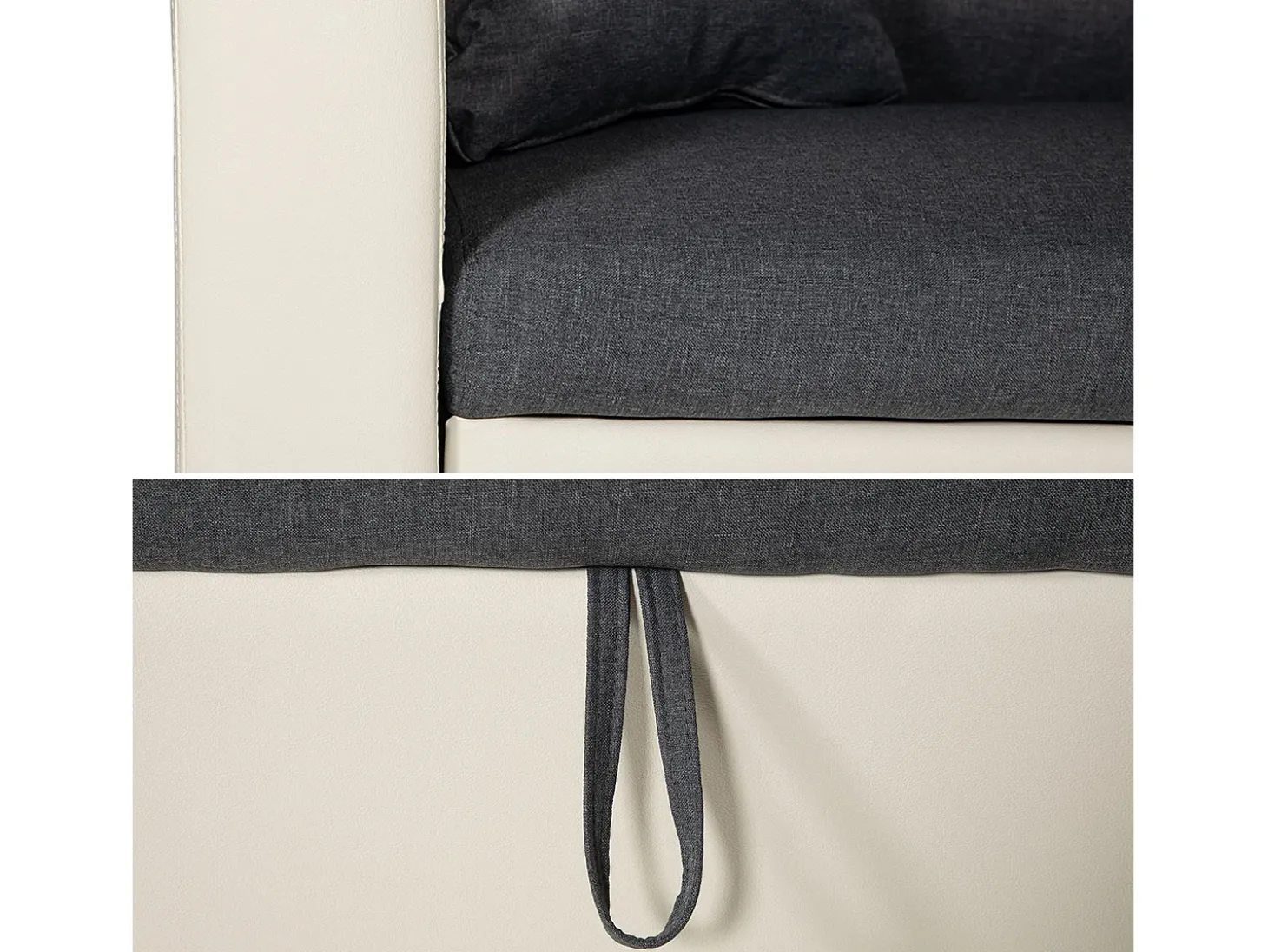 CLARK Sofá-cama de canto de 3 lugares cinzento e branco
