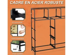 Cômoda de 9 gavetas para quarto, estilo industrial, estrutura de metal, tampo de madeira, multicolorida