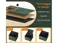 Cômoda de 5 gavetas para quarto, armário de armazenamento com estrutura metálica, multicolorida
