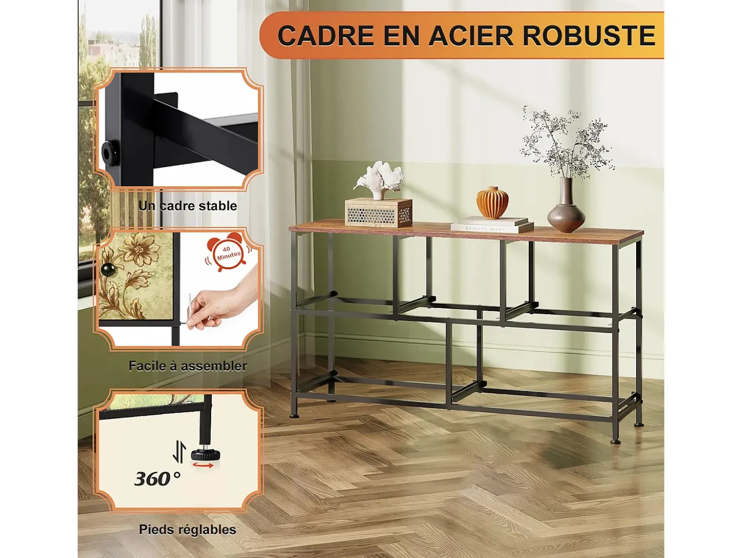 Cômoda de 5 gavetas para quarto, armário de armazenamento com estrutura metálica, multicolorida