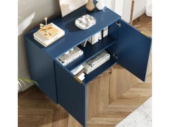 Cômoda de 2 portas com prateleira, aparador, armário de cozinha, quarto, 80 x 40 x 78 cm, azul