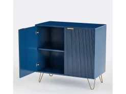 Cômoda de 2 portas com prateleira, aparador, armário de cozinha, quarto, 80 x 40 x 78 cm, azul