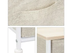 Cômoda móvel de armazenamento prateleira com gavetas tecido bege 13_0002582_2