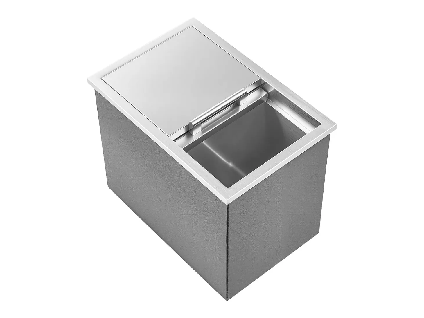 Cofre Térmico de Encastrar em Aço Inoxidável SucceBuy, 45,5 x 30,5 x 38,5 cm, Caixa de Gelo de 27,1 L, Recipiente Comercial para Armazenamento Exterior para Vinho