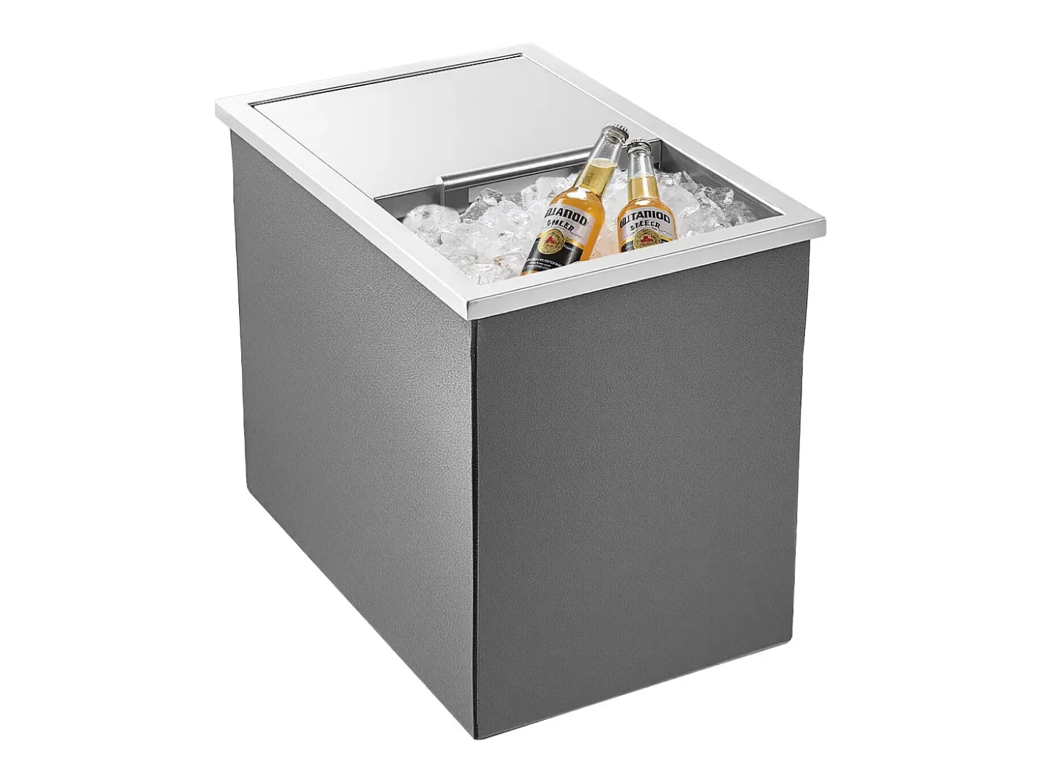 Cofre Térmico de Encastrar em Aço Inoxidável SucceBuy, 45,5 x 30,5 x 38,5 cm, Caixa de Gelo de 27,1 L, Recipiente Comercial para Armazenamento Exterior para Vinho