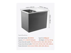 Cofre Térmico de Encastrar em Aço Inoxidável SucceBuy, 45,5 x 30,5 x 38,5 cm, Caixa de Gelo de 27,1 L, Recipiente Comercial para Armazenamento Exterior para Vinho