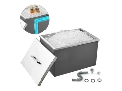 Cofre Térmico de Encastrar em Aço Inoxidável SucceBuy, 50,8 x 35,5 x 30,6 cm, Caixa de Gelo Comercial para Exterior de 30 L para Vinho e Cerveja Gelados