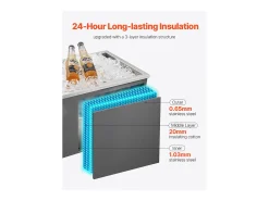 Cofre Térmico de Encastrar em Aço Inoxidável SucceBuy, 50,8 x 35,5 x 30,6 cm, Caixa de Gelo Comercial para Exterior de 30 L para Vinho e Cerveja Gelados