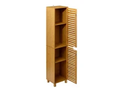 Coluna de banheiro de bambu marrom Sicela com 2 portas e armazenamento 33x168x28 cm