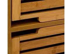Coluna de banheiro de bambu marrom Sicela com 2 portas e armazenamento 33x168x28 cm