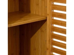 Coluna de banheiro de bambu marrom Sicela com 2 portas e armazenamento 33x168x28 cm