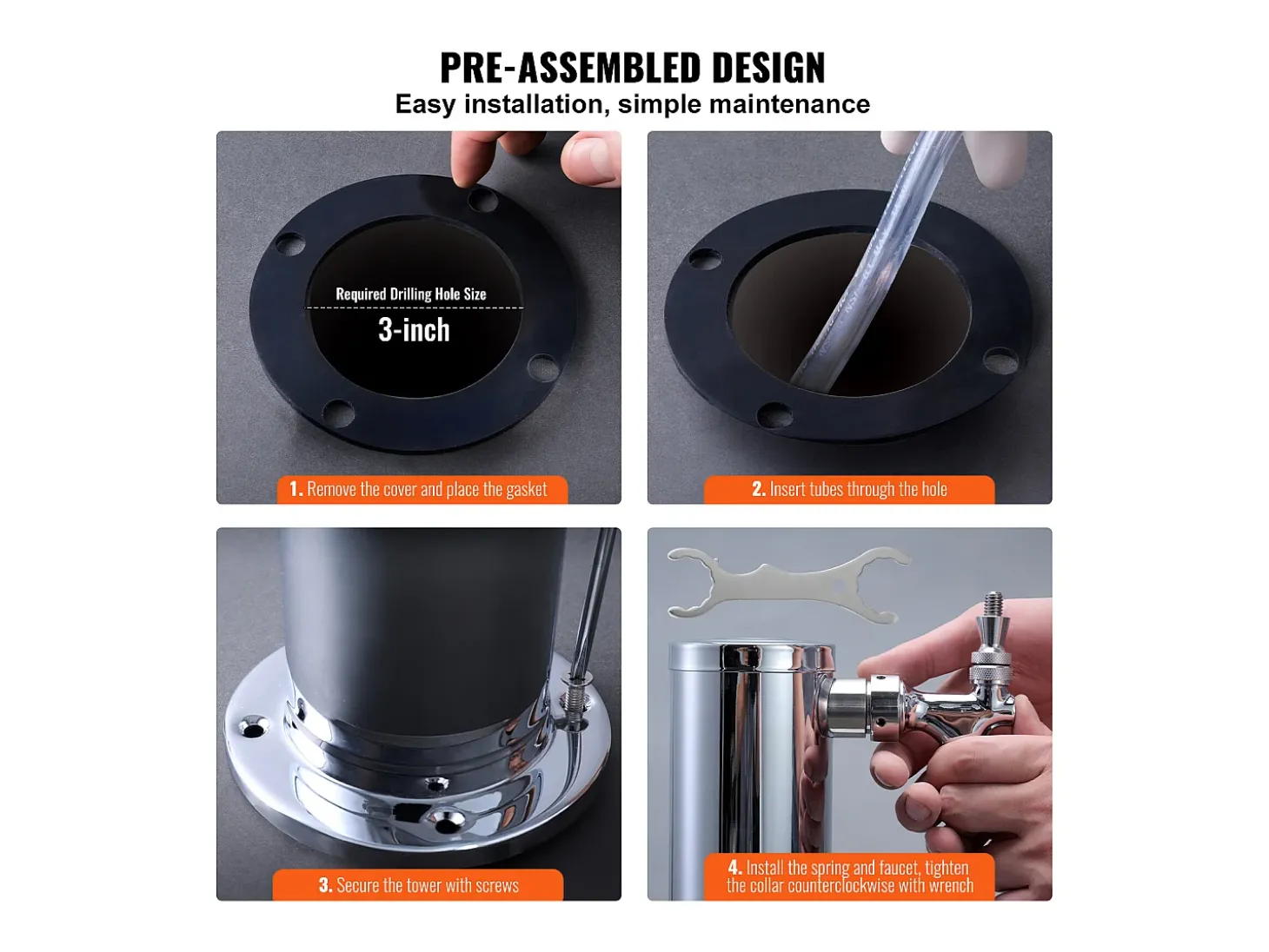 Coluna de Cerveja SucceBuy, com Dois Torneiras, Inox e Fechamento Automático, para Festas e Bares