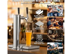 Coluna de Cerveja SucceBuy, com Dois Torneiras, Inox e Fechamento Automático, para Festas e Bares