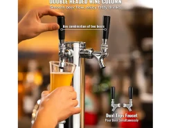 Coluna de Cerveja SucceBuy, com Dois Torneiras, Inox e Fechamento Automático, para Festas e Bares