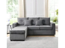 Combinação de sofá moderno 184x84.5x85.5cm - com apoio de pés removível e iluminação LED - com bolsos laterais - combinação livre - Cinza