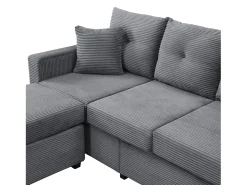 Combinação de sofá moderno 184x84.5x85.5cm - com apoio de pés removível e iluminação LED - com bolsos laterais - combinação livre - Cinza