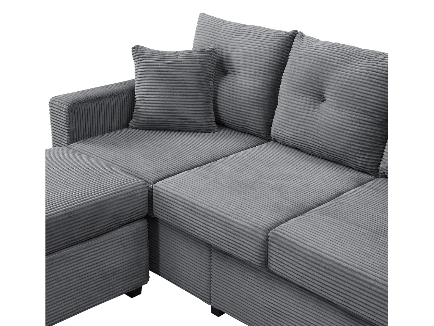 Combinação de sofá moderno 184x84.5x85.5cm - com apoio de pés removível e iluminação LED - com bolsos laterais - combinação livre - Cinza