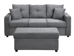 Combinação de sofá moderno 184x84.5x85.5cm - com apoio de pés removível e iluminação LED - com bolsos laterais - combinação livre - Cinza