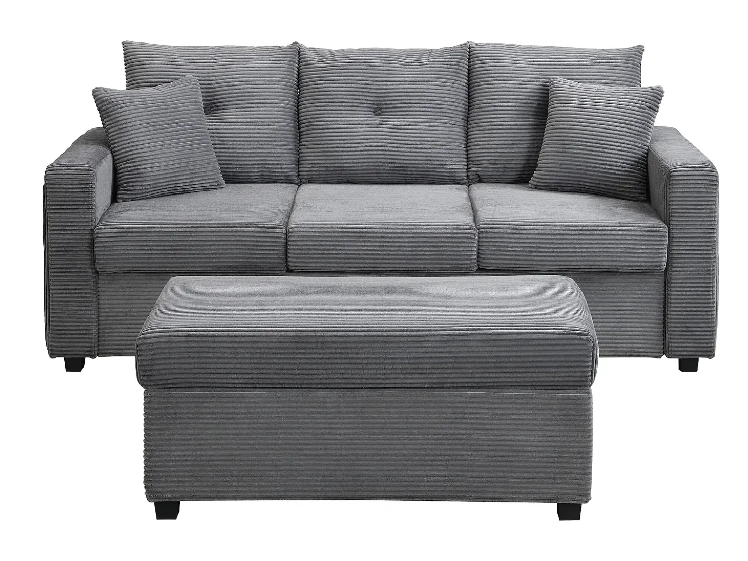 Combinação de sofá moderno 184x84.5x85.5cm - com apoio de pés removível e iluminação LED - com bolsos laterais - combinação livre - Cinza