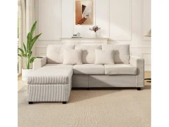 Combinação de sofá moderno 184x84.5x85.5cm - com apoio de pés removível e iluminação LED - com bolsos laterais - combinação livre - Bege