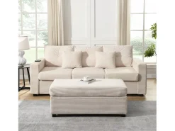 Combinação de sofá moderno 184x84.5x85.5cm - com apoio de pés removível e iluminação LED - com bolsos laterais - combinação livre - Bege