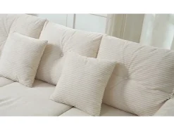 Combinação de sofá moderno 184x84.5x85.5cm - com apoio de pés removível e iluminação LED - com bolsos laterais - combinação livre - Bege