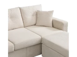 Combinação de sofá moderno 184x84.5x85.5cm - com apoio de pés removível e iluminação LED - com bolsos laterais - combinação livre - Bege
