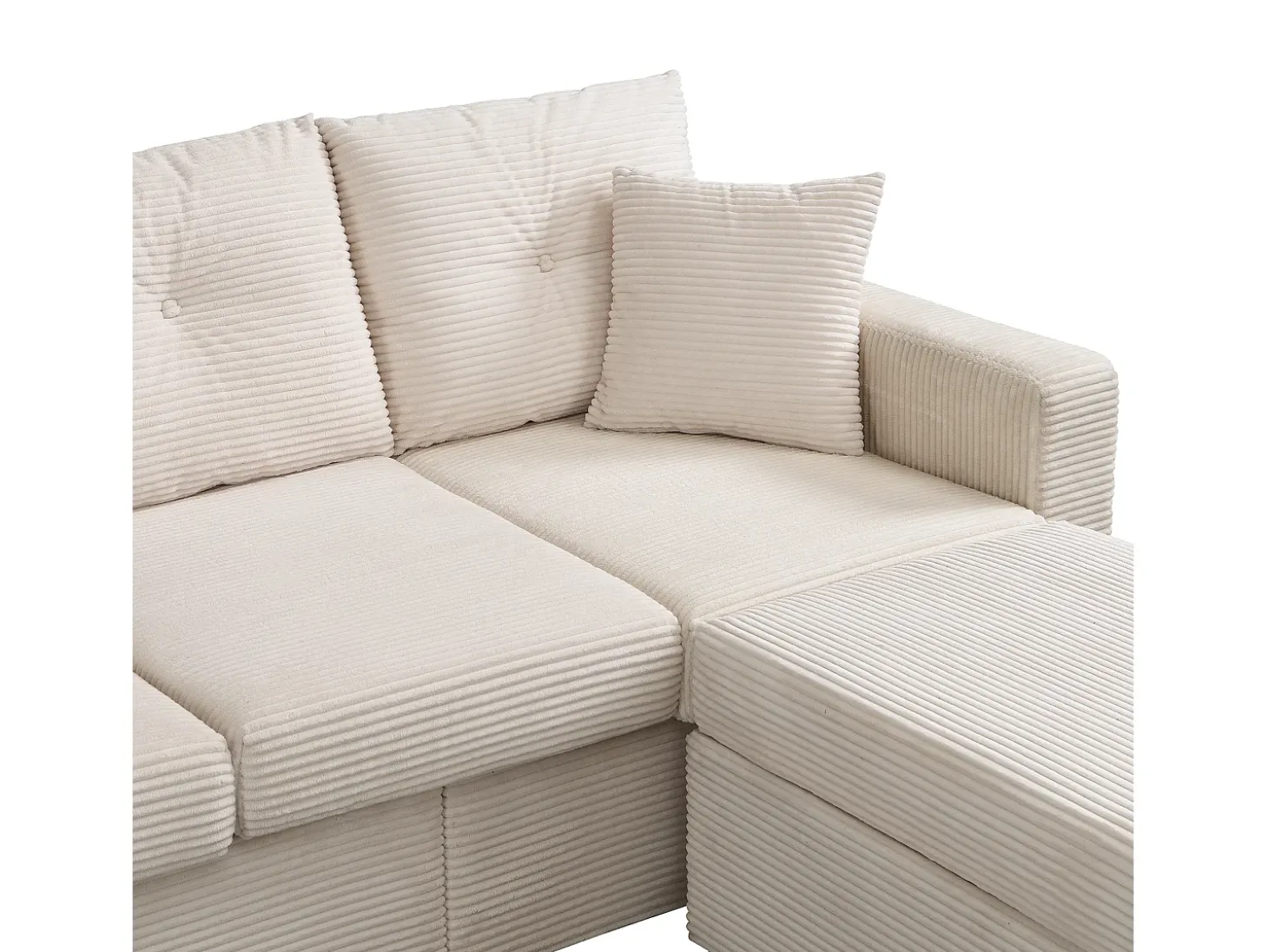 Combinação de sofá moderno 184x84.5x85.5cm - com apoio de pés removível e iluminação LED - com bolsos laterais - combinação livre - Bege