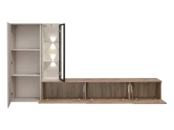 Composição mural CALIRE – Móvel para TV e armazenamentos suspensos – Carvalho Viking e Cashmere