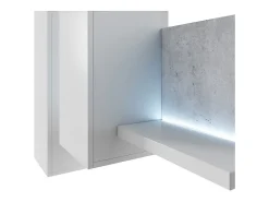 Composição mural design 152cm branca e efeito concreto + LED. Coleção BERGAMO.