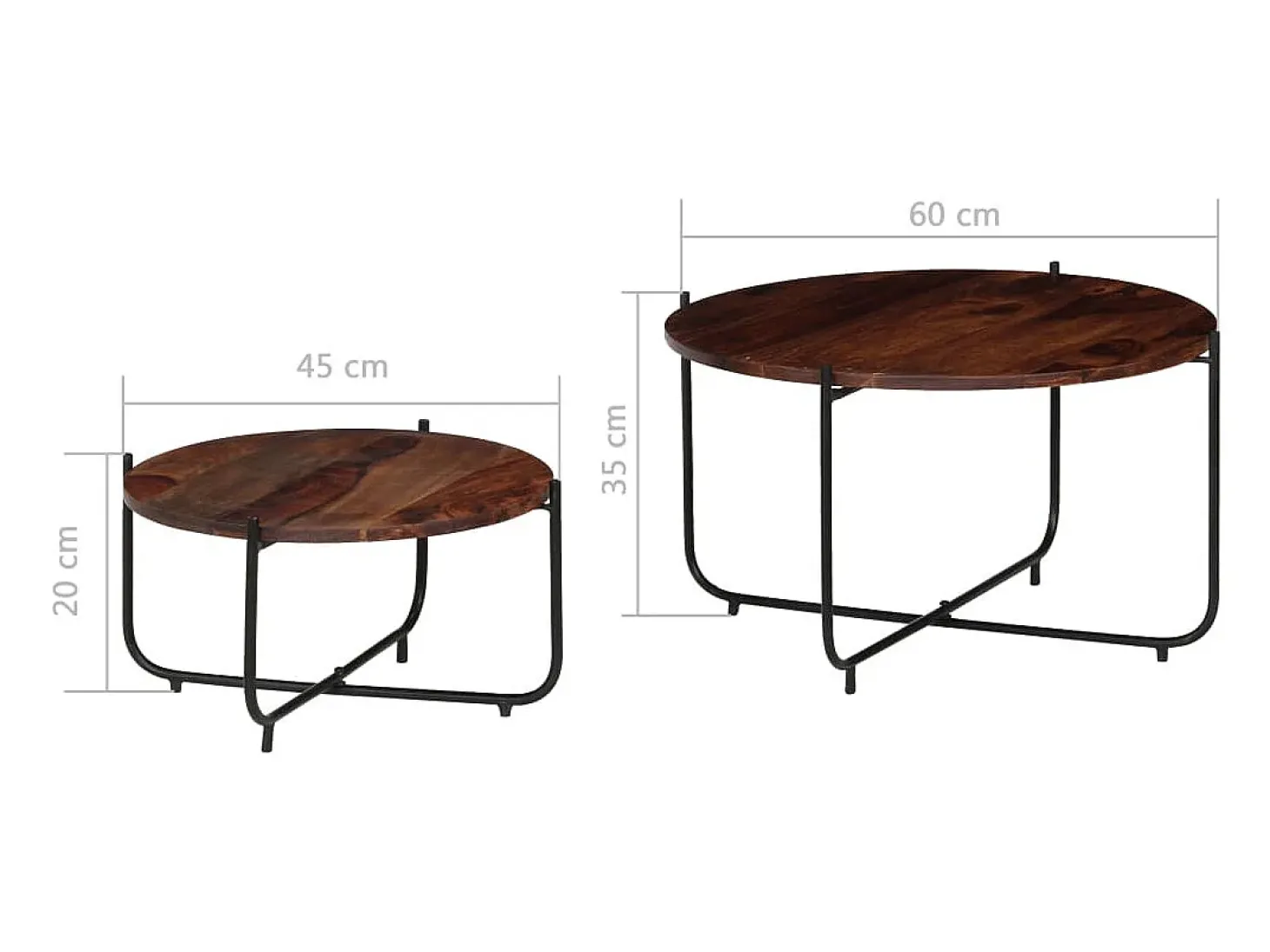Conj. mesas de centro 2 pcs madeira de acácia maciça 60x35 cm