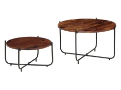Conj. mesas de centro 2 pcs madeira de acácia maciça 60x35 cm