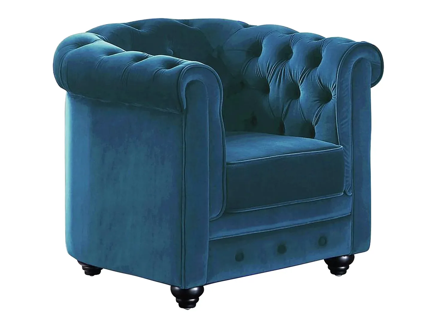 Conjunto 2 poltronas CHESTERFIELD em veludo azul esverdeado