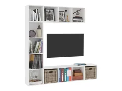 Conjunto armário de TV/estante 3 pcs 180x30x180 cm branco PT844326