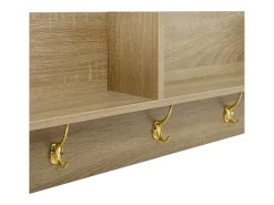 Conjunto cabideiro de entrada 130x30x174cm - con 2 sapateiros - con espelho de parete e cabide - Natural + Branco
