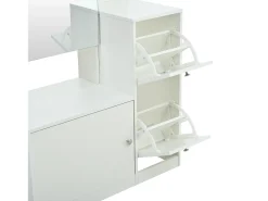 Conjunto cabideiro de entrada 85x40x180 cm - con espelho e 2 organizadores de sapatos - 2 portas - prateleiras abertas - branco