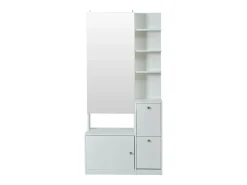 Conjunto cabideiro de entrada 85x40x180 cm - con espelho e 2 organizadores de sapatos - 2 portas - prateleiras abertas - branco