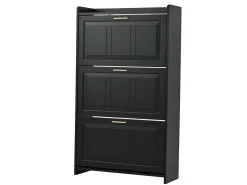 Conjunto de 2 armários para calçado 70 x 24 x 120 cm com 3 portas - Preto