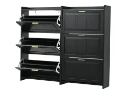 Conjunto de 2 armários para calçado 70 x 24 x 120 cm com 3 portas - Preto