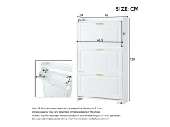 Conjunto de 2 armários para calçado 70 x 24 x 120 cm com 3 portas - Branco