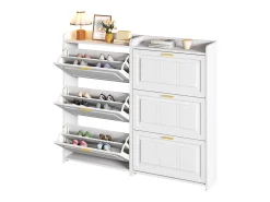 Conjunto de 2 armários para calçado 70 x 24 x 120 cm com 3 portas - Branco