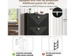 Conjunto de 2 armários para calçado preto com 3 portas basculantes e 6 compartimentos.