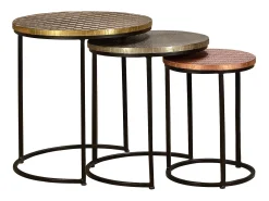 Conjunto de 3 baixos de mesa em bronze