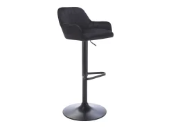 Conjunto de 2 bancos altos veludo e metal, altura ajustável, preto - ELEANA