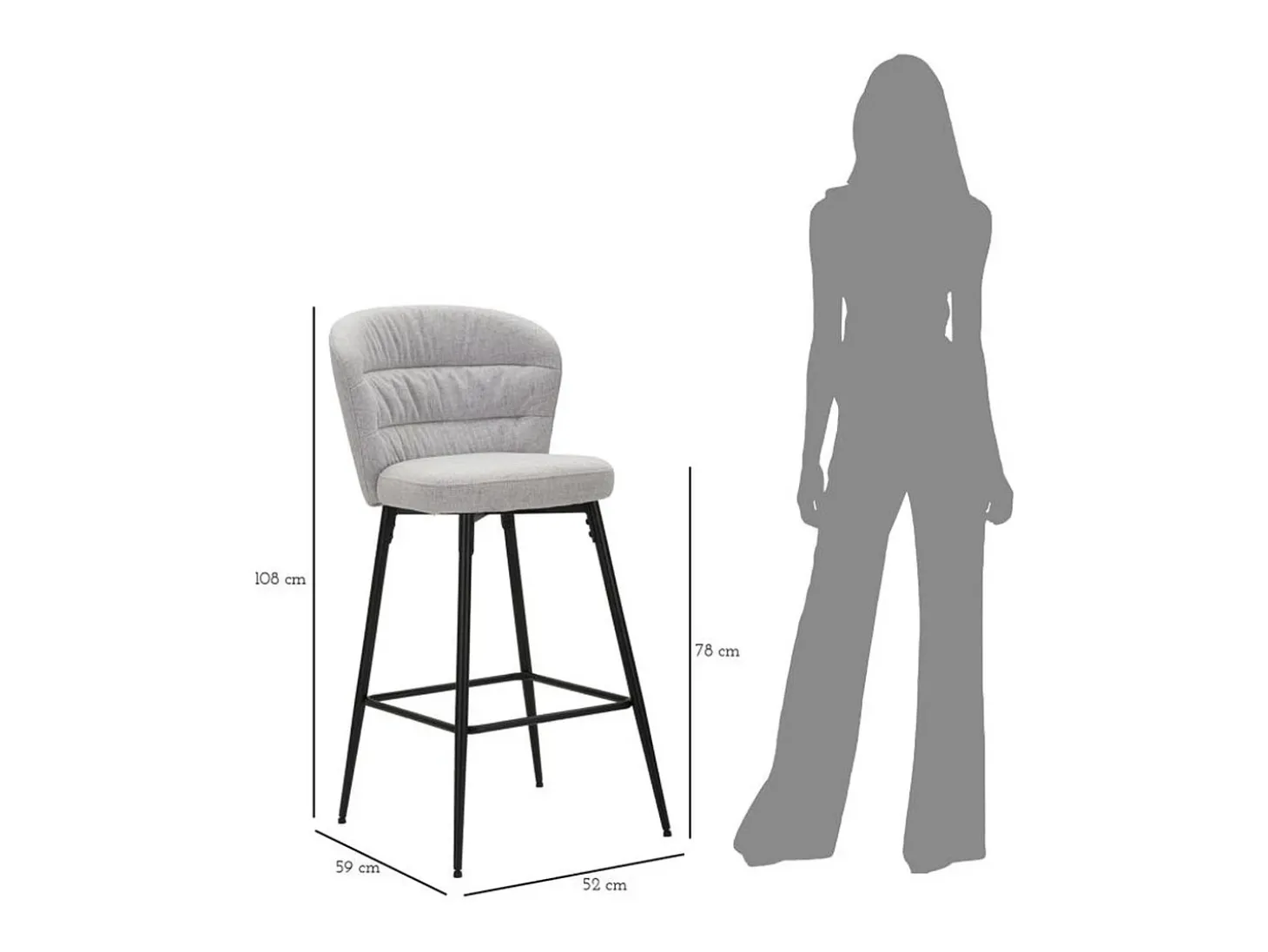 Conjunto de 2 Bancos Altos VKH432, Cinzento, 52x59x108 cm, Kendra Home
