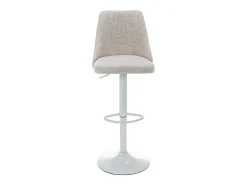 Conjunto de 2 bancos altos tecido e metal branco, cor bege KIYOLA