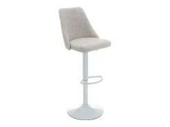 Conjunto de 2 bancos altos tecido e metal branco, cor bege KIYOLA