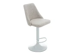 Conjunto de 2 bancos altos tecido e metal branco, cor bege KIYOLA