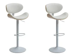 Conjunto de 2 bancos altos pele sintética, altura regulável, natural e branco - MONTENEGRO
