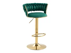 Conjunto de 2 bancos altos giratórios 360° - 54 x 46 x 78/97 - altura ajustável com encosto - veludo - verde